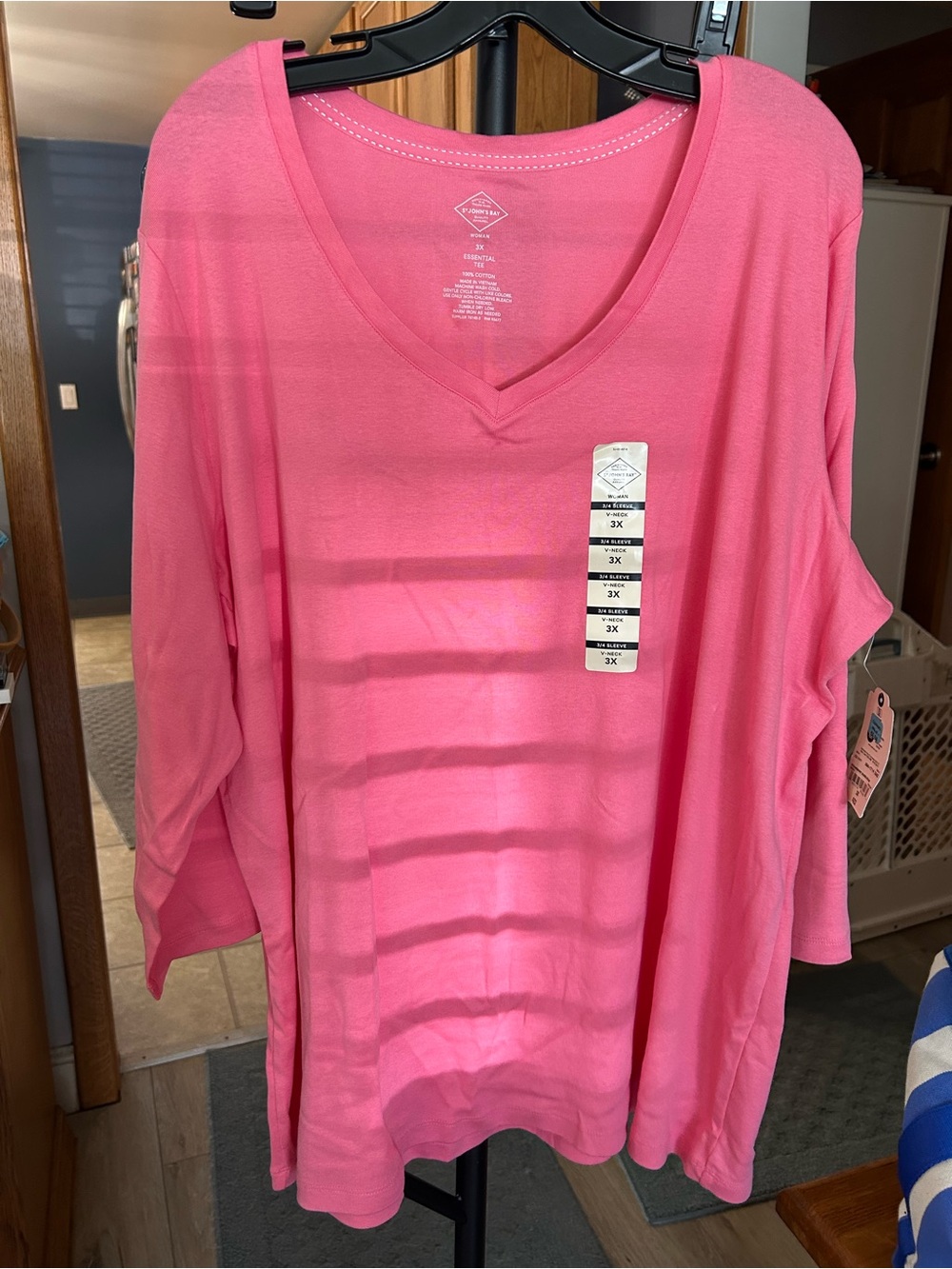St. John's Bay Pink V-Neck Long Sleeve Top